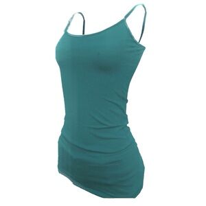 (Bozzolo) NEW Plain Long Tank Top w/ Spaghetti Straps Cotton Blend Cami